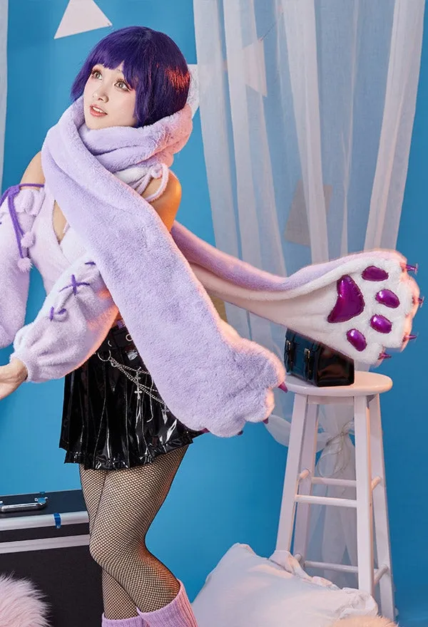 Purple Paw Plush Scarf