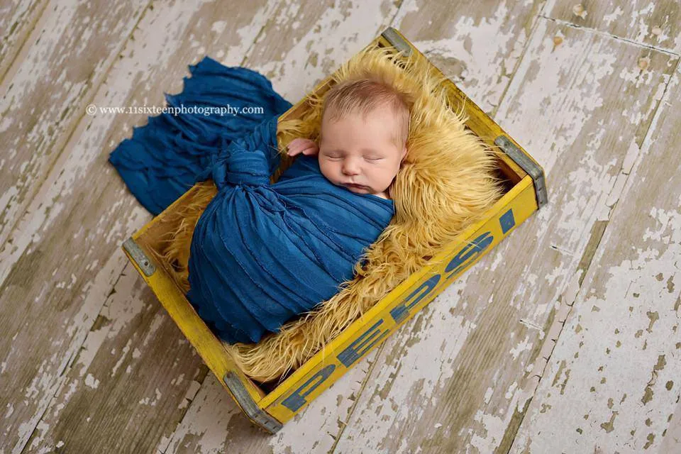 Sapphire Blue Ruffle Stretch Knit Baby Wrap