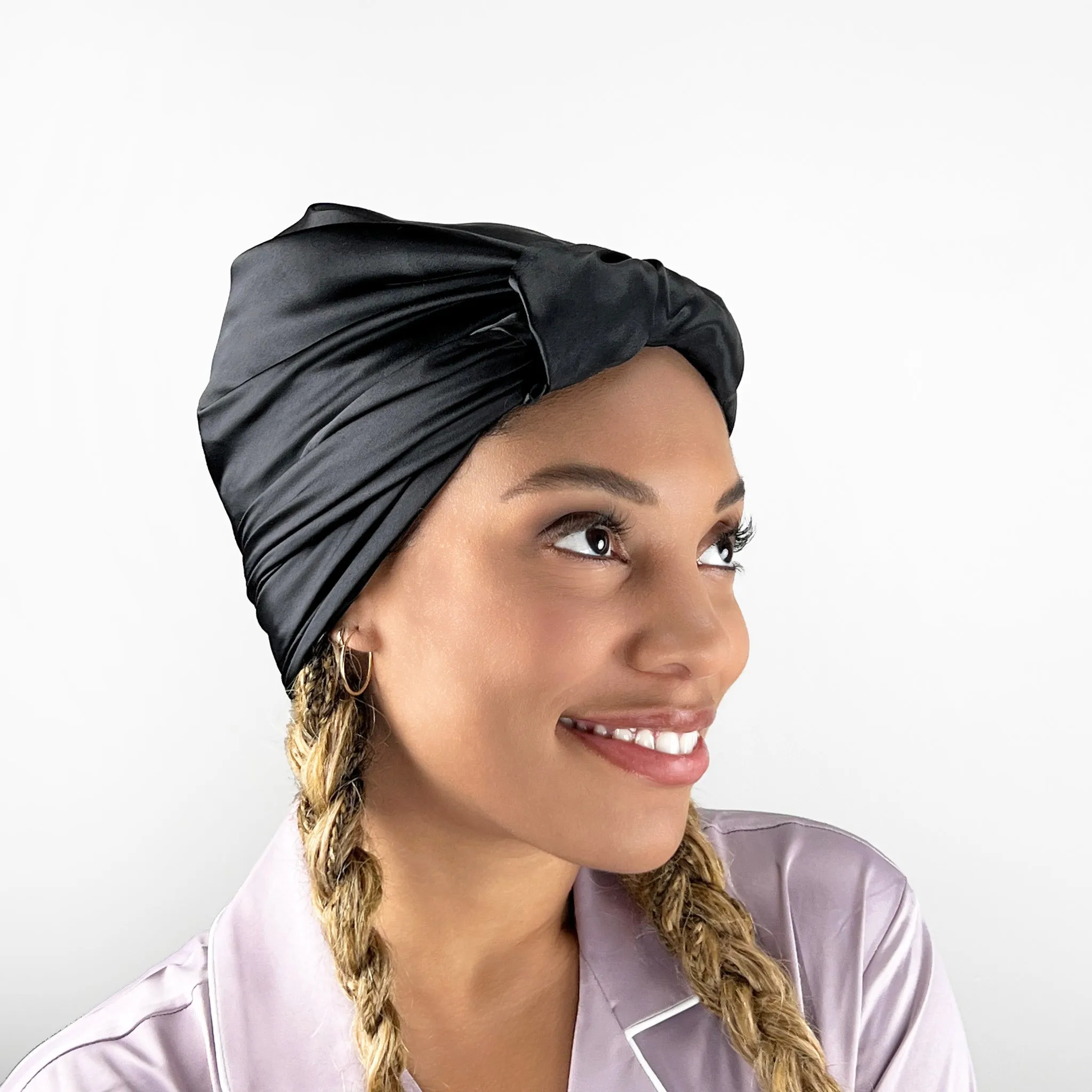 Silk Square Head Scarf - Black