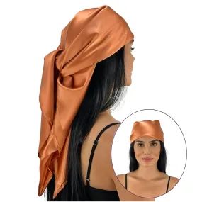 Silk Square Head Scarf - Copper