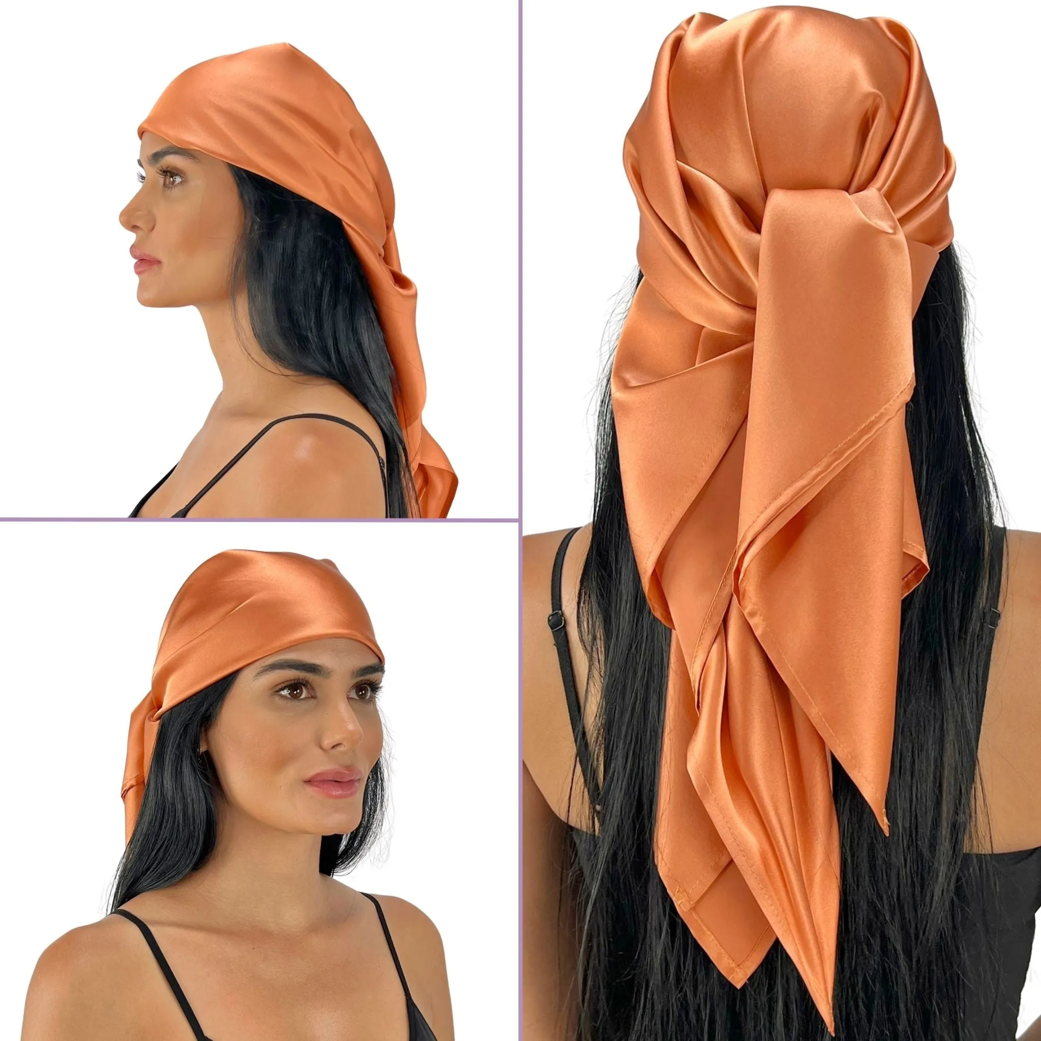 Silk Square Head Scarf - Copper