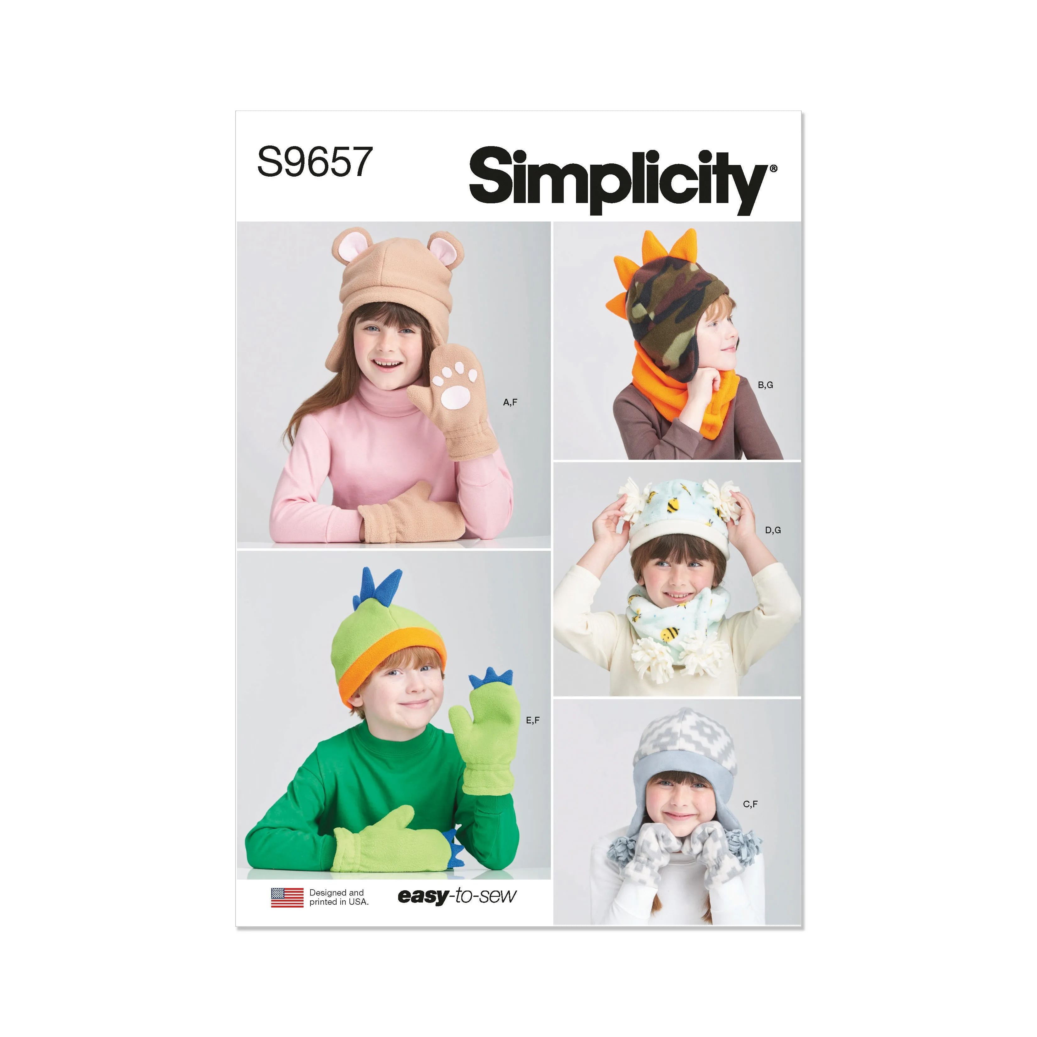 Simplicity pattern 9657 Children's Hats, Mittens and scarves