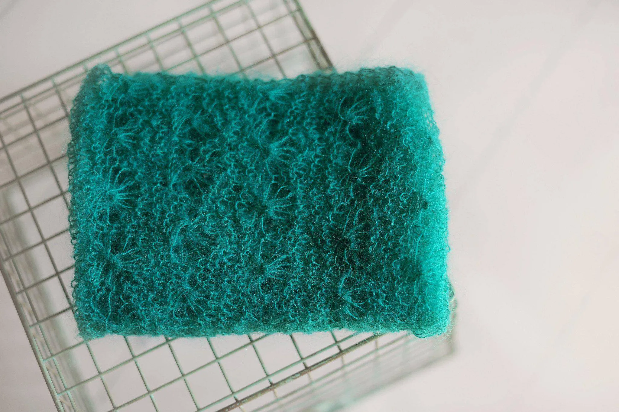 Teal Sunflower Mohair Knit Baby Wrap