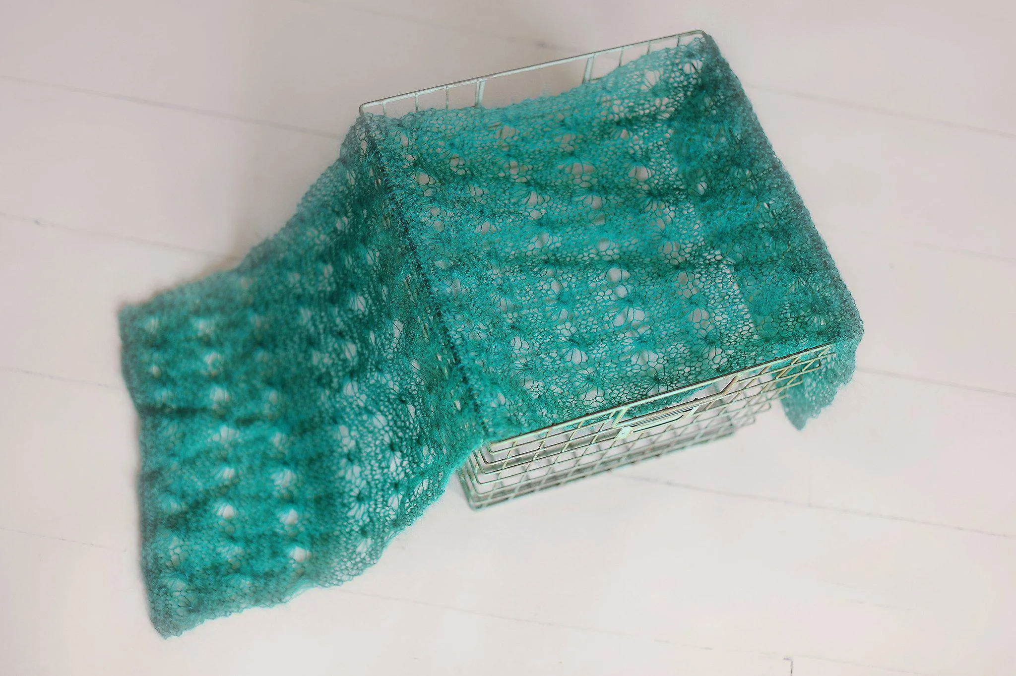 Teal Sunflower Mohair Knit Baby Wrap