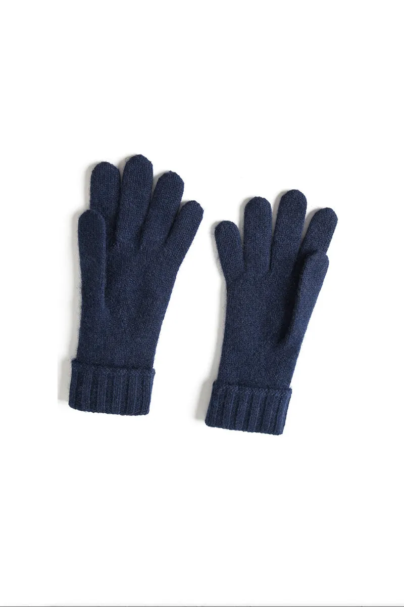 Thick Cashmere Cable Knit Gloves with Ribbed Cuffs