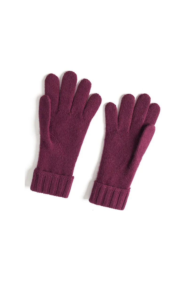 Thick Cashmere Cable Knit Gloves with Ribbed Cuffs