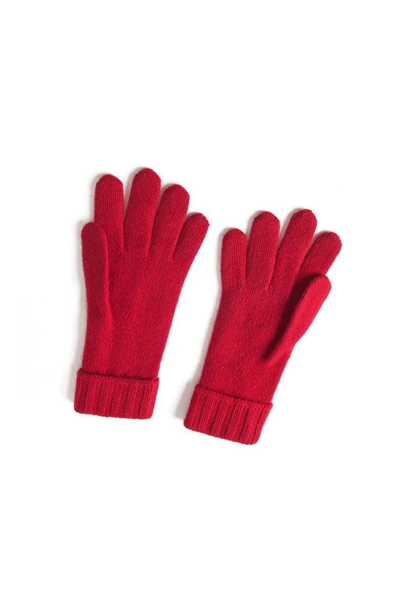 Thick Cashmere Cable Knit Gloves with Ribbed Cuffs