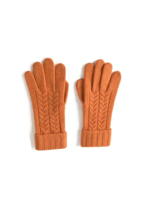 Thick Cashmere Cable Knit Gloves with Ribbed Cuffs