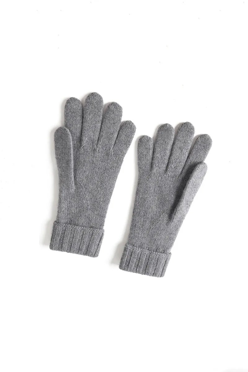 Thick Cashmere Cable Knit Gloves with Ribbed Cuffs