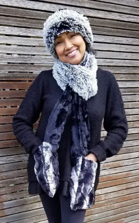 Tri-Color Scarf - Silver Tipped Fox in Black / Cuddly Black / Honey Badger  (Limited Availability)