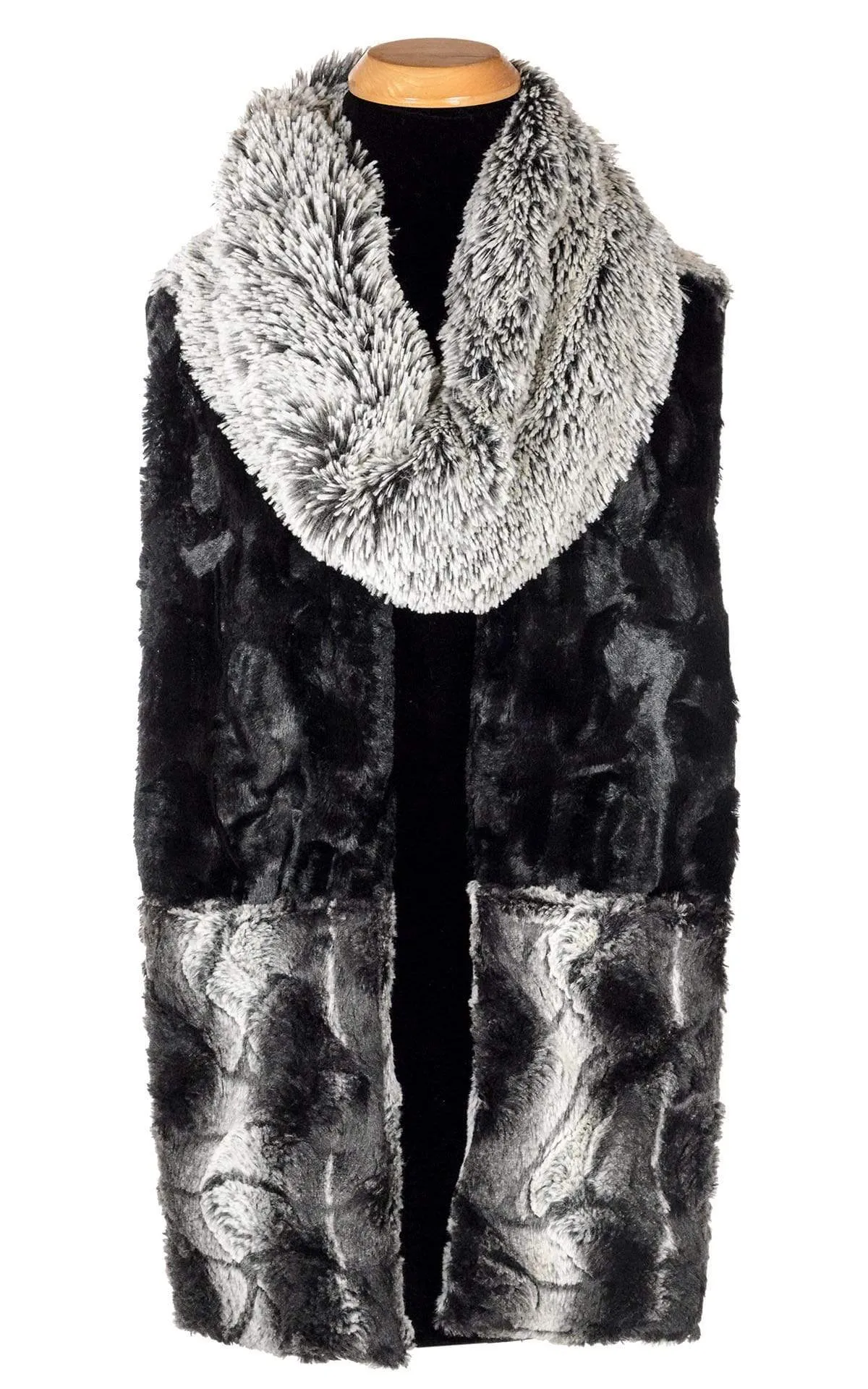 Tri-Color Scarf - Silver Tipped Fox in Black / Cuddly Black / Honey Badger  - Sold Out!