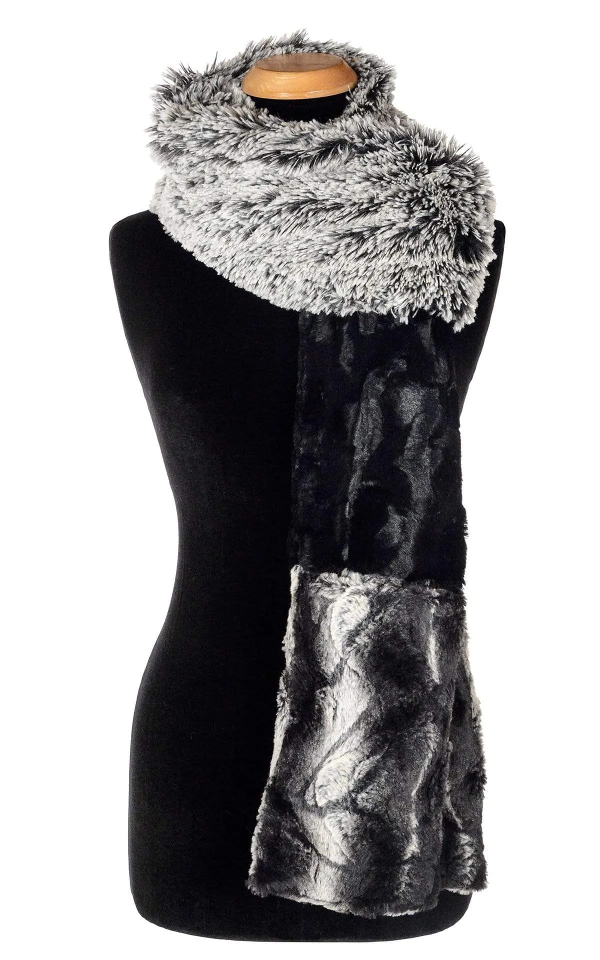 Tri-Color Scarf - Silver Tipped Fox in Black / Cuddly Black / Honey Badger  - Sold Out!