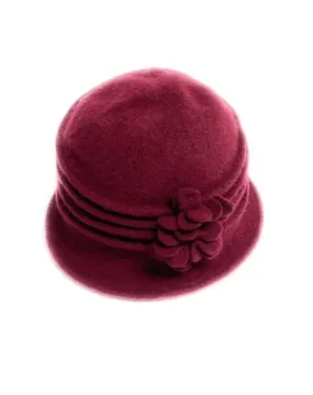 Wine Wool Pinecone Flower Hat