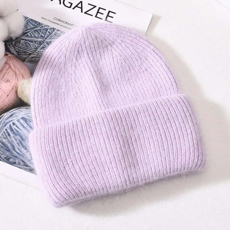 Winter Soft Pastel Colored Knitted Beanie Hats