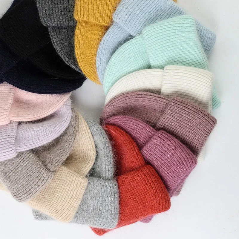 Winter Soft Pastel Colored Knitted Beanie Hats