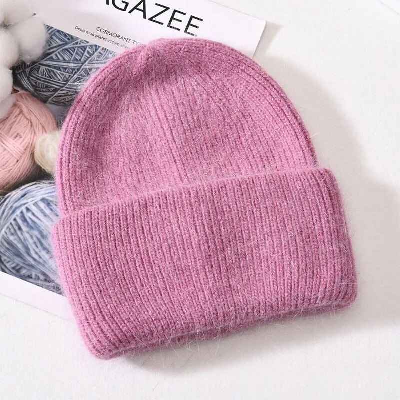 Winter Soft Pastel Colored Knitted Beanie Hats