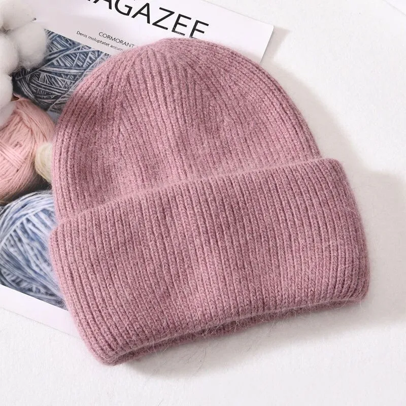 Winter Soft Pastel Colored Knitted Beanie Hats