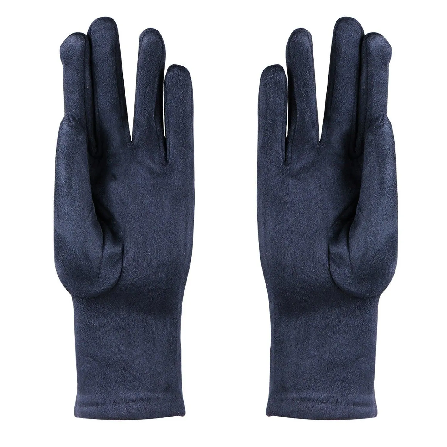 Women Gloves With Pom Poms - Navy