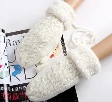 Women's Winter Thick Wool Warm Knitted Gloves