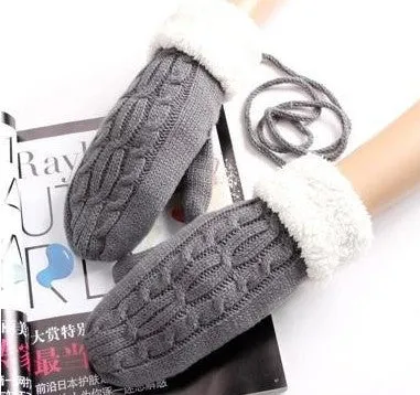 Women's Winter Thick Wool Warm Knitted Gloves